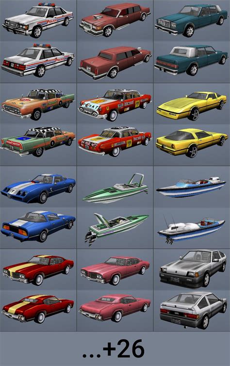 vehicles available for gta vice city